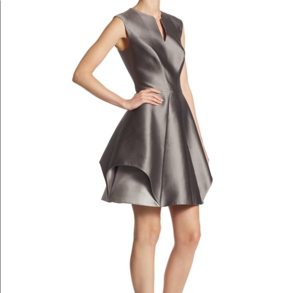 Halston Heritage Silver Metallic Dress